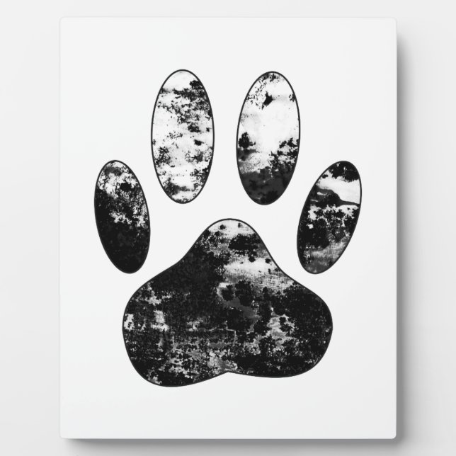 Plaque Photo Empreinte de patte de chien gris noir et blanc (Devant)