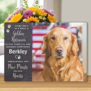 Plaque Photo Empreintes de pattes Heart Pet Dog Golden Retrieve