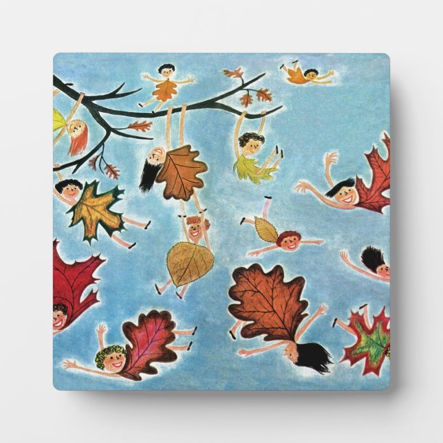 Plaque Photo Enfants à feuilles (Devant)