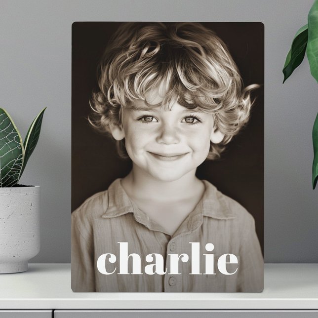 Plaque Photo Enfants photo de famille nom personnalisé texte (Kids family photo custom name text plaque)