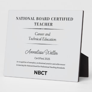 Plaque Photo Enseignant certifié au niveau national et personna