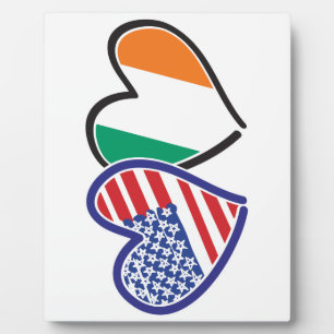 Plaque Photo États-Unis Irlande Coeur drapeaux