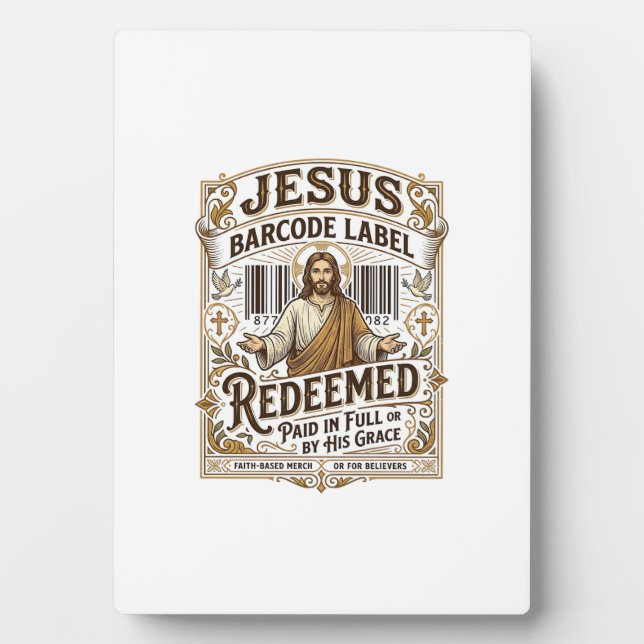 Plaque Photo étiquette de code-barres Jésus Rachetée Jésus code (Devant)