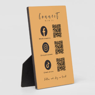 Plaque Photo Facebook Instagram Tiktok QR Code tendance orange
