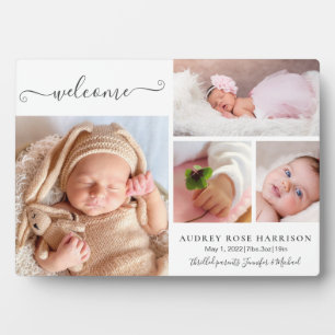 Plaque Photo Faire-part de naissance Collage photo Bébé fille