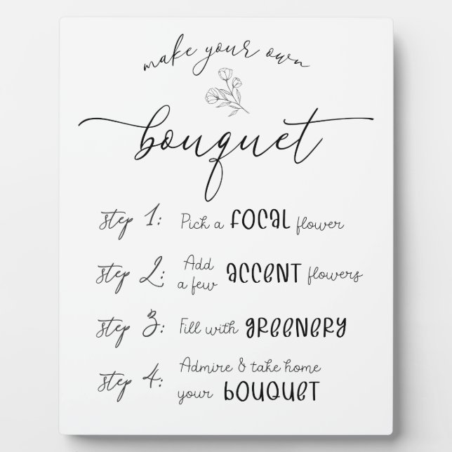Plaque Photo Faites votre propre Bouquet Bar (Devant)