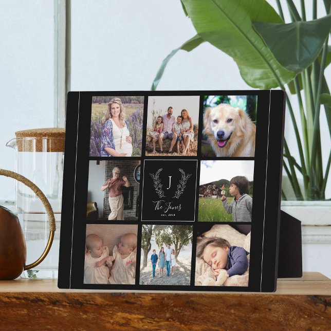 Plaque Photo Famille 8 photo collage monogramme nom personnalis (Créateur téléchargé)