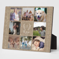 Famille 8 photo collage monogramme nom rustique