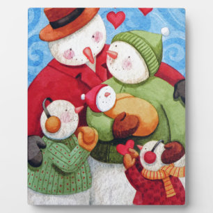 Plaque Photo Famille Snowman