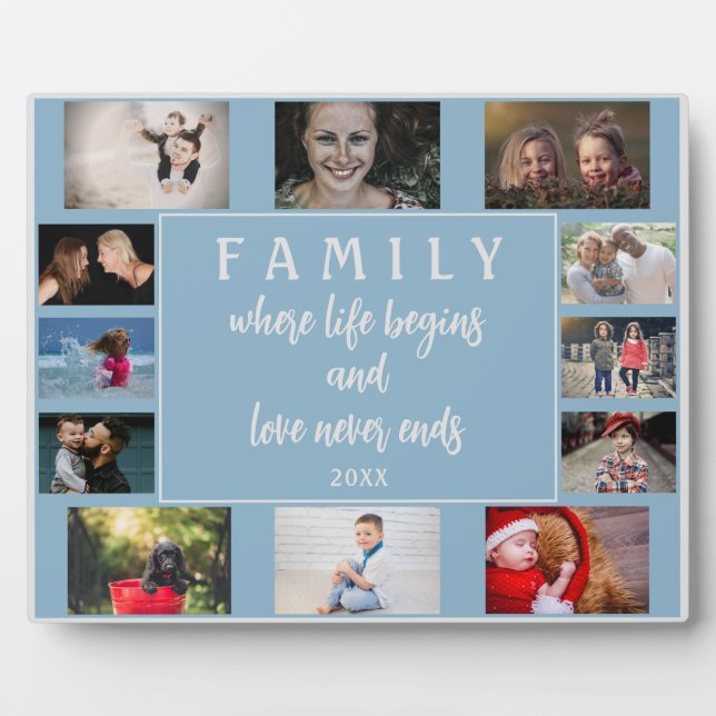 Plaque Photo Famille Yearly Dit Blue Keepsaké Photo Collage (Devant)