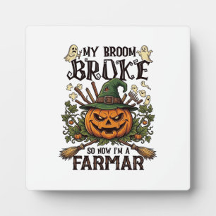 Plaque Photo Ferme Broom Broke Citrouille d'Halloween Sorcière 