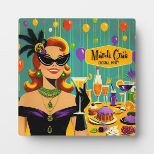 Plaque Photo Fête de cocktail rétro Mardi Gras des années 50