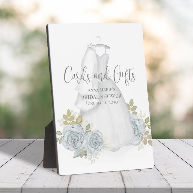 Plaque Photo Fête des mariées De Bienvenue Robe D'Aquarelle Élé (Simple cards and gifts Bridal Shower sign with wedding gown and veil )