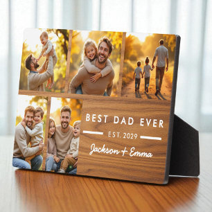 Plaque Photo Fête des pères en bois Meilleur papa Jamais Photo