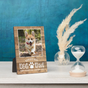 Plaque Photo Fête des pères photo Rustic Best Dog Dad