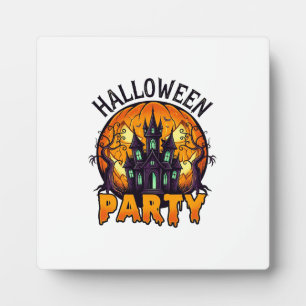 Plaque Photo Fête d'Halloween Maison Hantée Citrouille Chauves-
