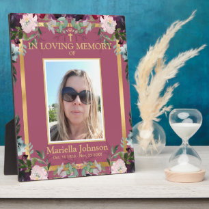 Plaque Photo Fêter la vie Floral Funeral Poster