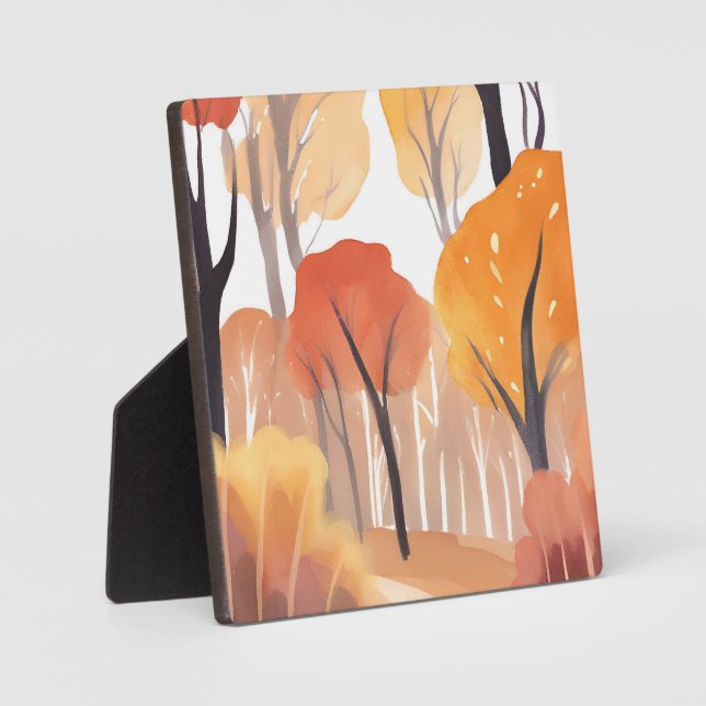 Plaque Photo Feuillage d'automne forêt aquarelle feuilles (Recto)