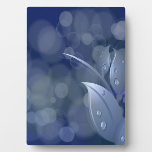 Plaque Photo Feuille de Blue Bokeh