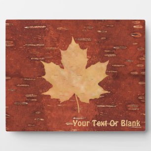 Plaque Photo Feuille d'érable sur écorce de bouleau intérieur