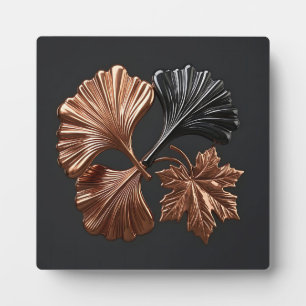 Plaque Photo Feuilles métalliques de cuivre noir Ginkgo Maple