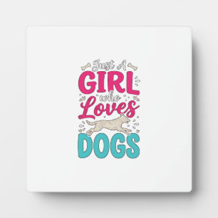 Plaque Photo Fille aime les chiens Typographie de gravure vinta
