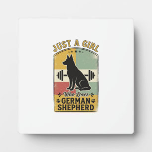 Plaque Photo Fille Berger Allemand Chemise Rétro Amoureux de Ch