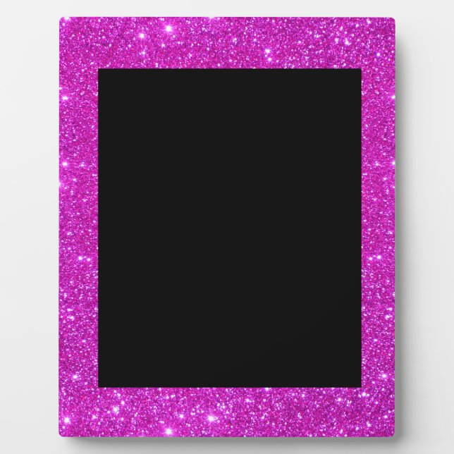 Plaque Photo Fille en verre noir avec cadre de Parties scintill (Devant)