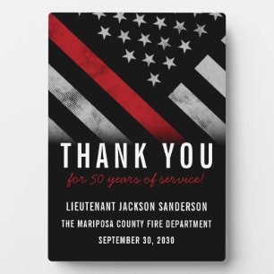 Plaque Photo Firefighter Retirement Party Anniversary Red Line