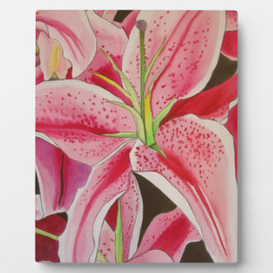 Plaque Photo Fleur d'art aquarelle lys rose Stargazer