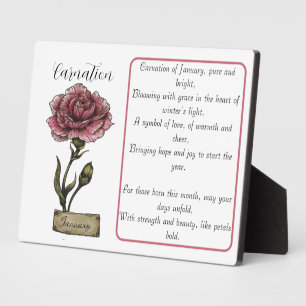 Plaque Photo Fleur de naissance JANVIER Anniversaire