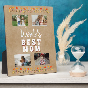 Plaque Photo Fleurs de la Meilleure Maman du Monde Photo Rustiq