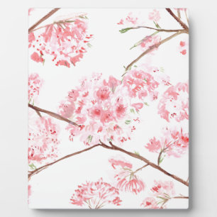 Plaque Photo Fleurs roses de cerisier aquarelle nature