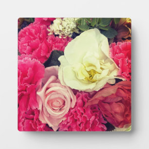 Plaque Photo Fleurs roses et crème - UM