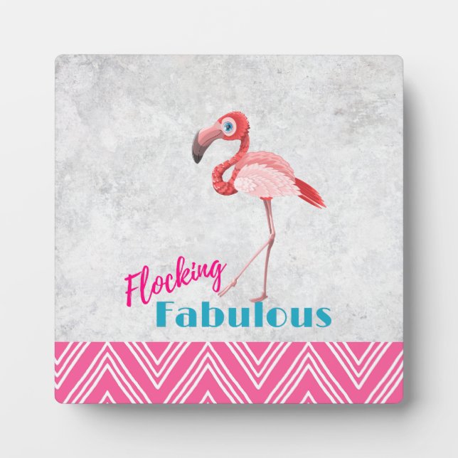 Plaque Photo Flocking Fabulous Pun avec Flamant rose rose (Devant)