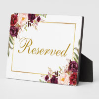 Floral Bourgogne Mariage Réservé 5x7 Tableau