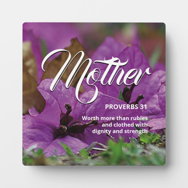 Plaque Photo Floral PROVERBS 31 MÈRE chrétienne (Devant)