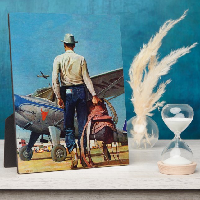 Plaque Photo Flying cowboy by Mead Schaffer (Côté)
