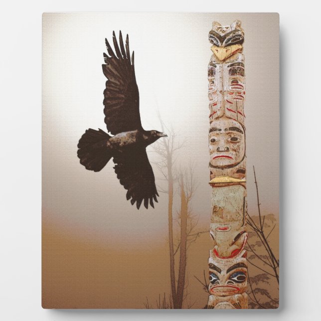 Plaque Photo Flying Raven & Totem-Pole Imaginaire Art (Devant)