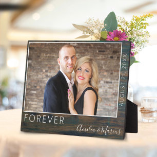 Plaque Photo Forever Elegant Rustic Wood Script Mariage Photo
