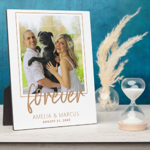 Plaque Photo Forever Golden Script Mariage Keepsaké photo