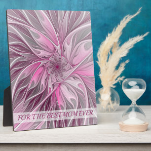 Plaque Photo Fractal Pink Flower Dream, Floral Fantasy Best Mom