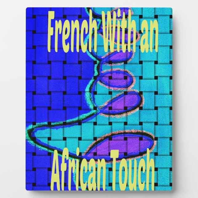 Plaque Photo Français Bleu Africain Tissé Abstrait violet forme (Devant)