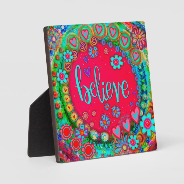 Plaque Photo Fun Rouge Joli Whimsical Croire Inspirivity Easel (Recto)