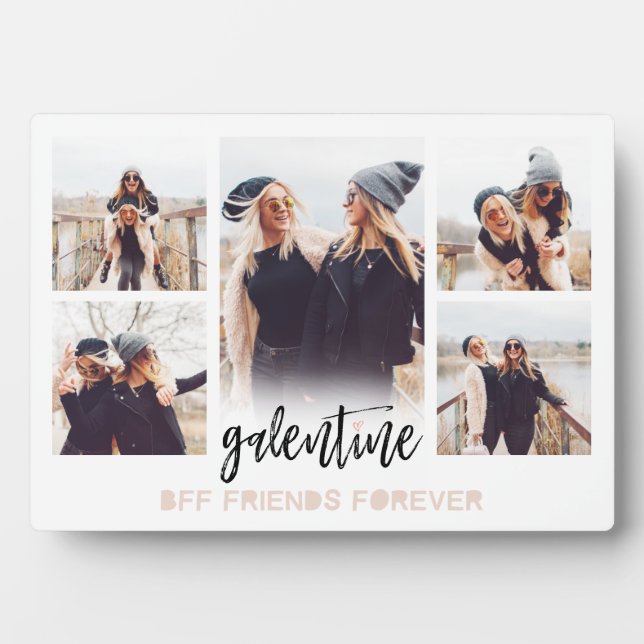 Plaque Photo Galentine BFF Friends Forever Photo Collage Blanc (Devant)