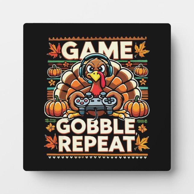 Plaque Photo Game Gobble Repeat - Thanksgiving Turquie Gamer (Devant)