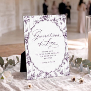 Plaque Photo Générations de l'amour Mariage Violet foncé Vintag