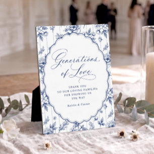Plaque Photo Générations Vintage d'Amour Mariage Bleu Marine