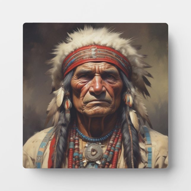 Plaque Photo Geronimo Portrait du chef guerrier indien (Devant)