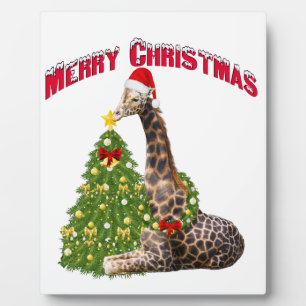 Plaque Photo Giraffe de Noël